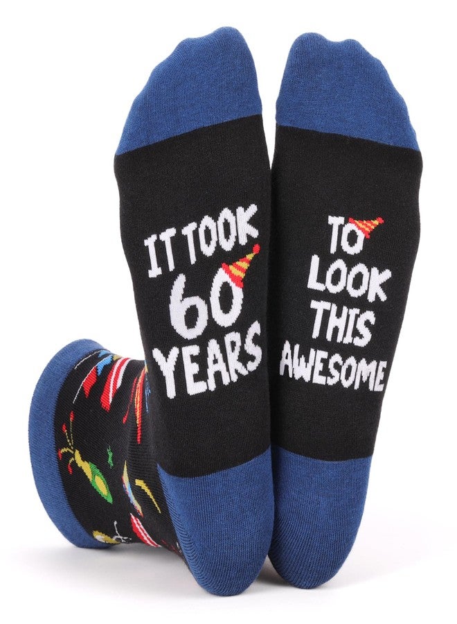 AGIFTMIND Mens Funny Novelty Socks, 60th Birthday Gifts for Him Grandpa Husband, Dad Gifts from Daughter (US, Alpha, One Size, Regular, Regular, 60th-BlackBlue) - Image 1